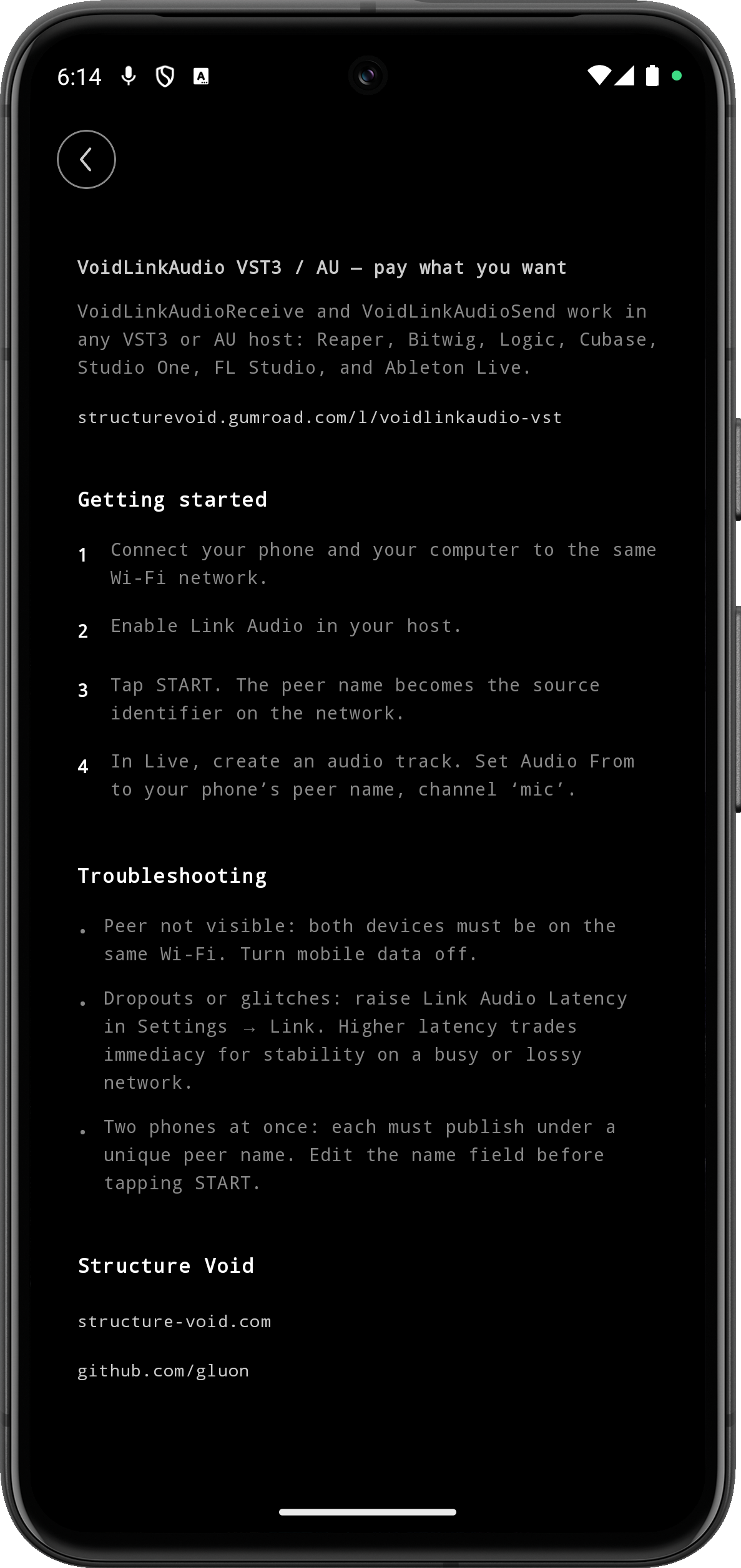 VoidMic Help screen, part 2